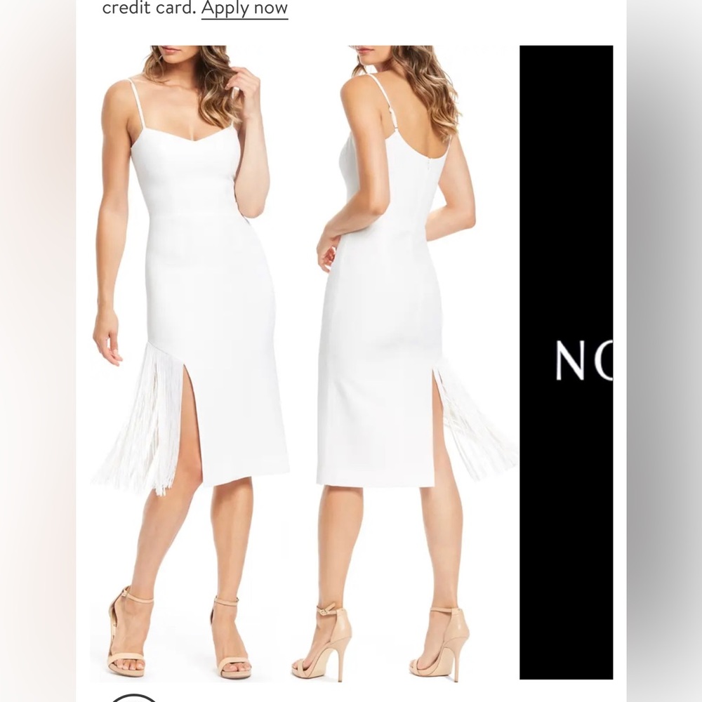 Dress the population size small white fringe dress